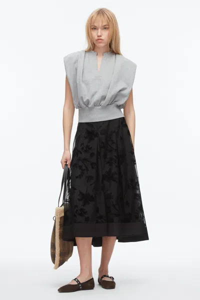 3.1 Phillip Lim Flocked Organza Midi Skirt In Gray