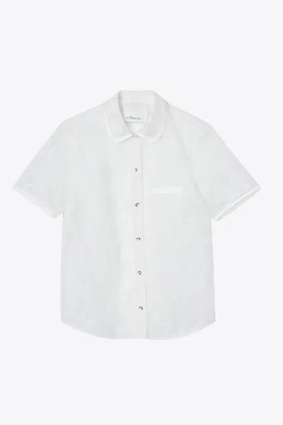 3.1 Phillip Lim Flocked Organza Short Sleeve Shirt In Black