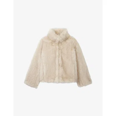 The White Company S  Short Faux Fur Jacket In Neutral