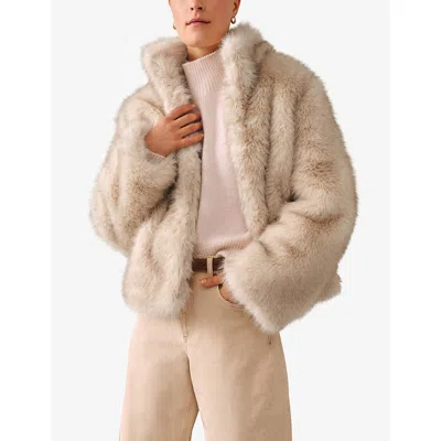 The White Company S  Short Faux Fur Jacket In Neutral