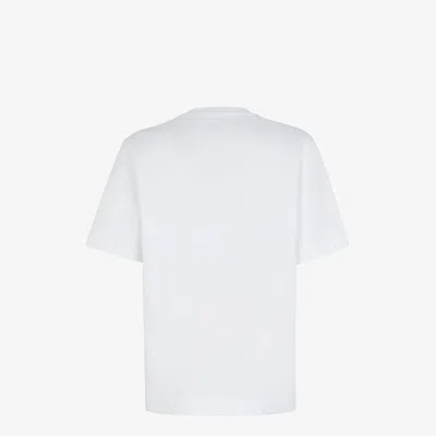 Fendi Men White Crewneck T-shirt With Log Print On The Front In Cotton Man