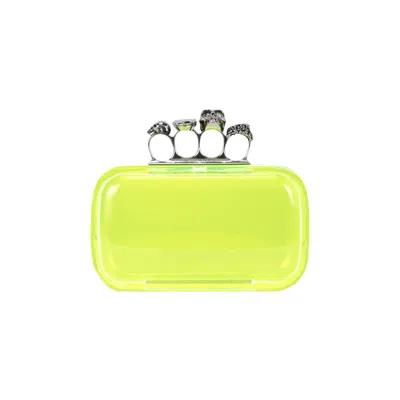 Pre-owned Alexander Mcqueen Skull Four-ring Clutch 'acid Yellow' | Women's Size Onesize