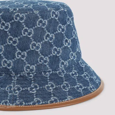 Gucci Embroidered Denim Bucket Hat In Blue