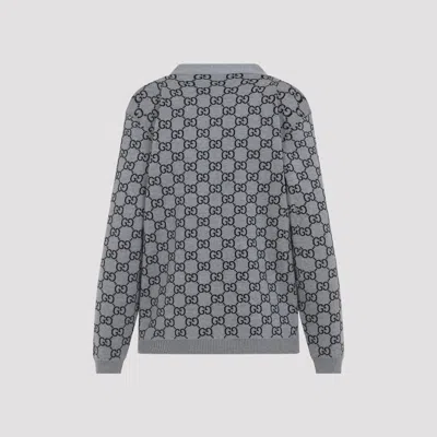 Gucci Gg Monogram Wool Reversible Cardigan In Gray