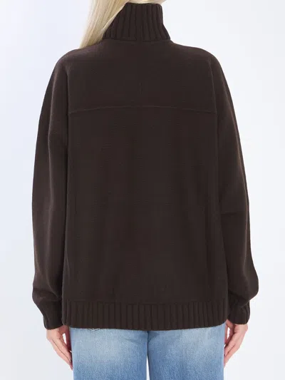 Gucci Wool And Cashmere Turtleneck Sweater With Horsebit In Black