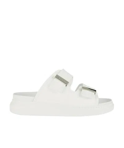 Alexander Mcqueen Oversized Buckled Slides In White
