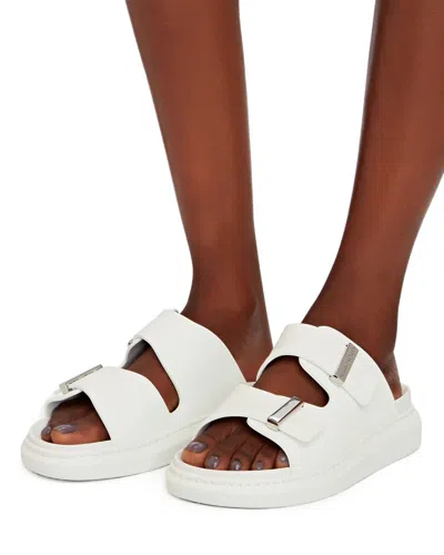 Alexander Mcqueen Oversized Buckled Slides In White