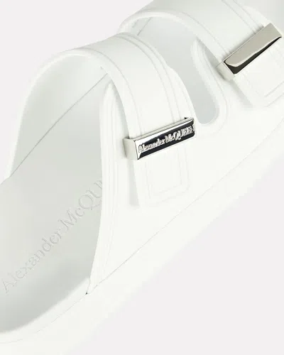 Alexander Mcqueen Oversized Buckled Slides In White