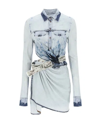 Diesel D-hanne Asymmetric Denim Dress In Blue