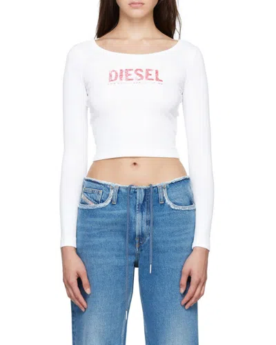 Diesel Mid-rise Straight Leg Jeans In White