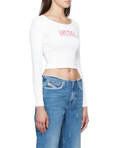 Diesel Mid-rise Straight Leg Jeans In White