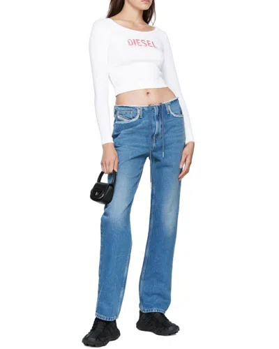 Diesel Mid-rise Straight Leg Jeans In White