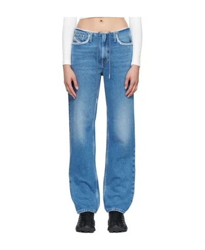 Diesel Mid-rise Straight Leg Jeans In White