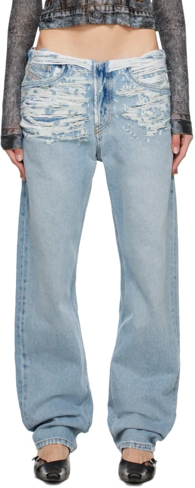 Diesel Mid-rise Ripped-detail Jeans In Blue