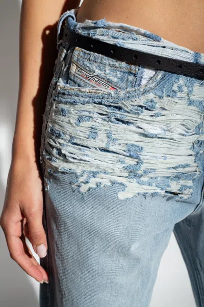 Diesel Mid-rise Ripped-detail Jeans In Blue