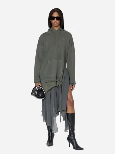 Diesel Drawstring Hooded Dress In Green