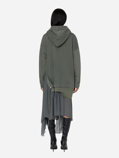 Diesel Drawstring Hooded Dress In Green