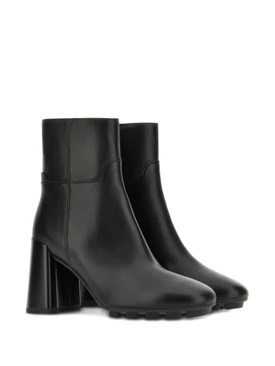 Hogan H695 Leather Ankle Boots In Black