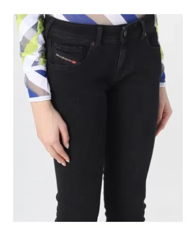 Diesel Low-rise Flared Crop Jeans In Black