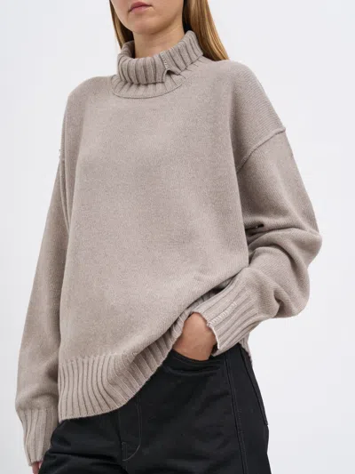 Isabel Benenato Eco-cashmere High Neck Sweater In Gray