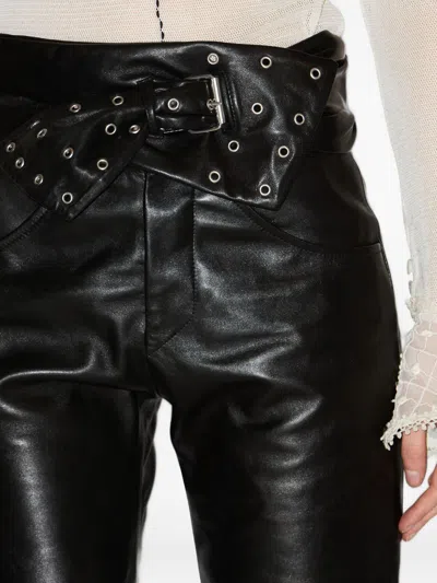 Isabel Marant Leather Trousers Featuring Belted Waist In Black