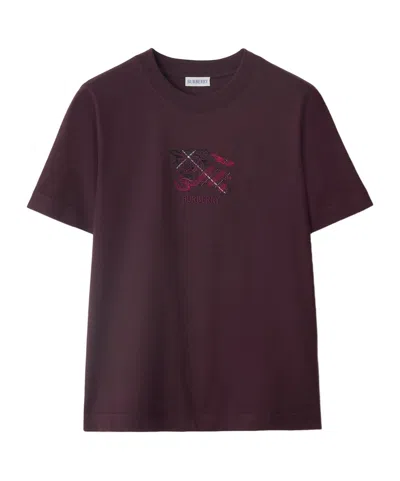 Burberry Knight Check T-shirt In Burgundy