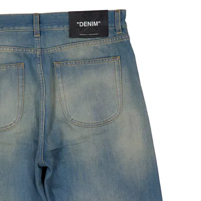 Off-white Blue Diagonal Raw Patch 90s Skate Jeans In Blue