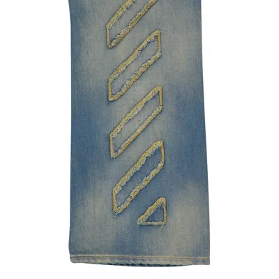 Off-white Blue Diagonal Raw Patch 90s Skate Jeans In Blue