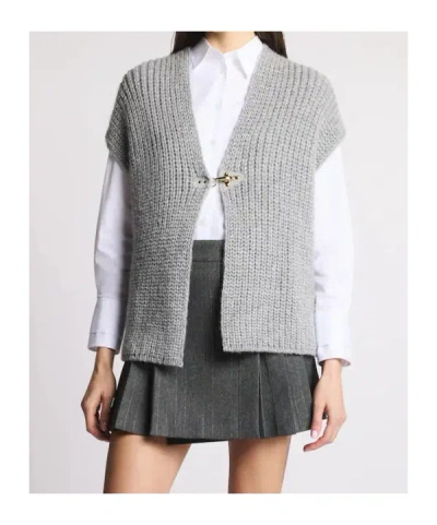 Fay Hook-closure Mohair Waistcoat In Gray