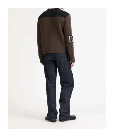 Jw Anderson Jacquard Knit Cardigan In Brown