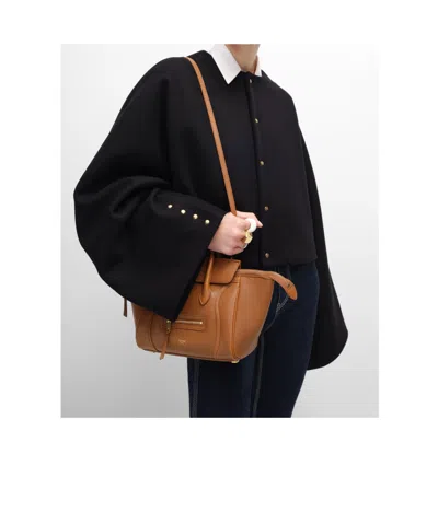 Celine Small New Luggage In Supple Shiny Lambskin In Orange