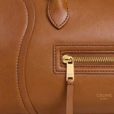 Celine Small New Luggage In Supple Shiny Lambskin In Orange