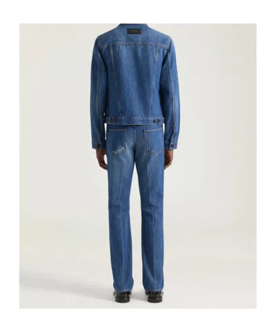 Givenchy Straight Fit Shadow Washed Jeans With Crease Effect In Blue