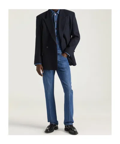 Givenchy Straight Fit Shadow Washed Jeans With Crease Effect In Blue