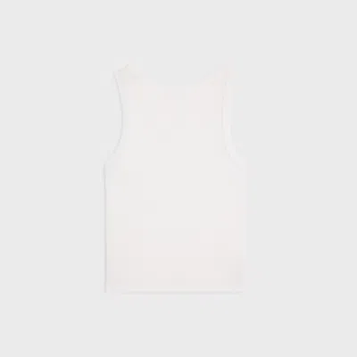 Celine Triomphe Tank Top In Ribbed Cotton In White
