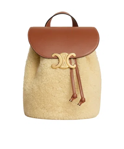Celine Backpack  Bonnie In Shearling In Brown