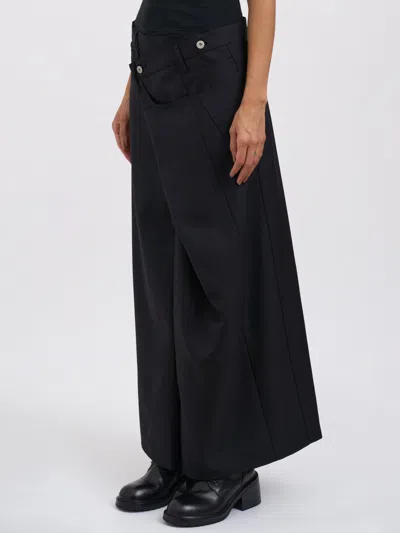 Junya Watanabe A-line Midi Skirt With Button Detail In Black