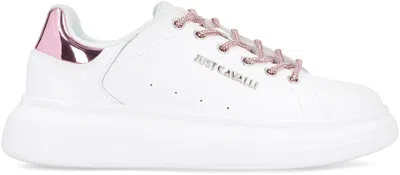 Just Cavalli Rick Owens White Leather Sneakers In Multi