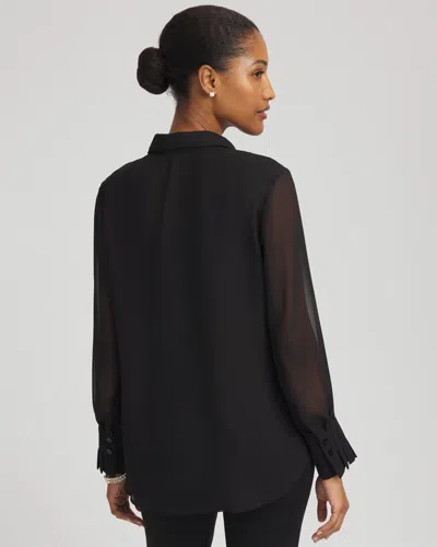 Chico's Pintuck Georgette Tunic In Black In Black