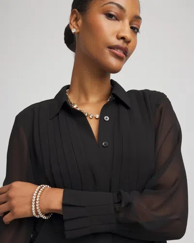 Chico's Pintuck Georgette Tunic In Black In Black