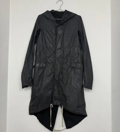 Pre-owned Rick Owens Drkshdw Rick Owen's Darkshadow Waxed Fishtail Parka In Black