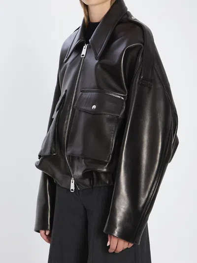 Khaite Owey Leather Jacket In Black