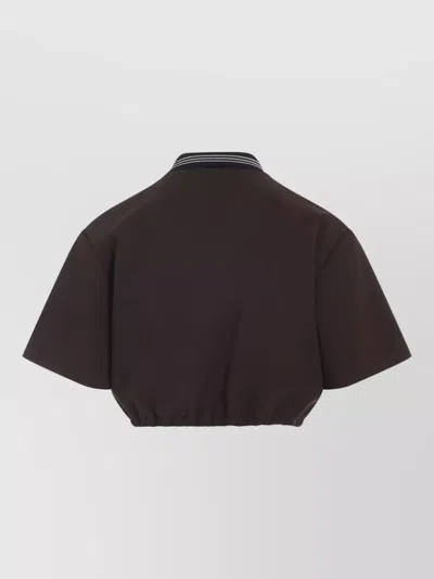 Miu Miu Short Sleeve Polo Top Elastic Hem In Animal Print