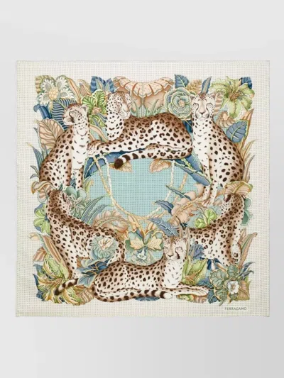 Ferragamo Silk Foulard Square Animal Print Scarf In Multi