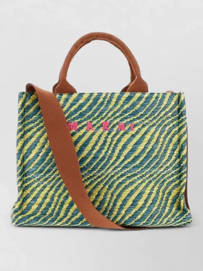 Marni Raffia Effect Small Tote Shoulder Bag In Multi