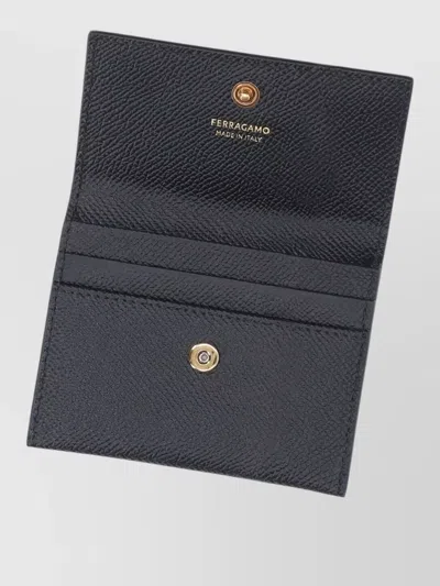Ferragamo Compact Wallet Gold Tone Hardware Detail In Black