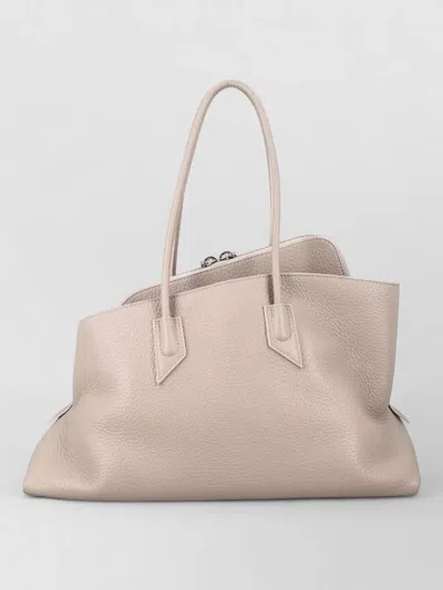 Attico La Passeggiata Medium Leather Shoulder Bag In Neutral