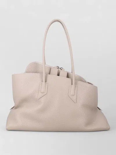 Attico La Passeggiata Medium Leather Shoulder Bag In Neutral