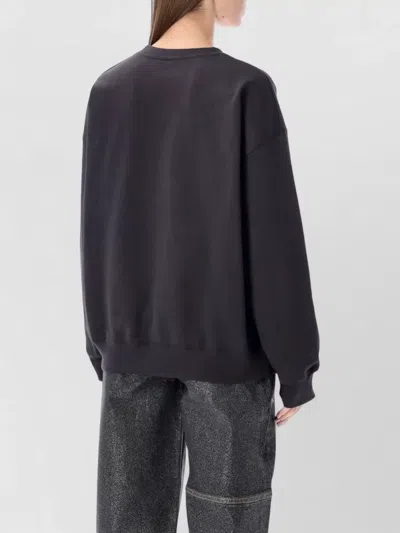 Ganni Crewneck Sweatshirt Bear Graphic Rhinestones Message In Black