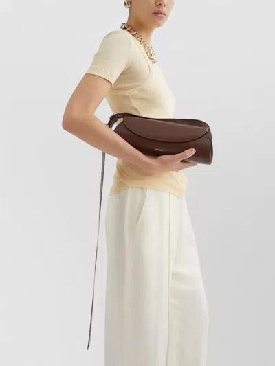 Jil Sander Cannolo Small Leather Trapeze Shoulder Bag